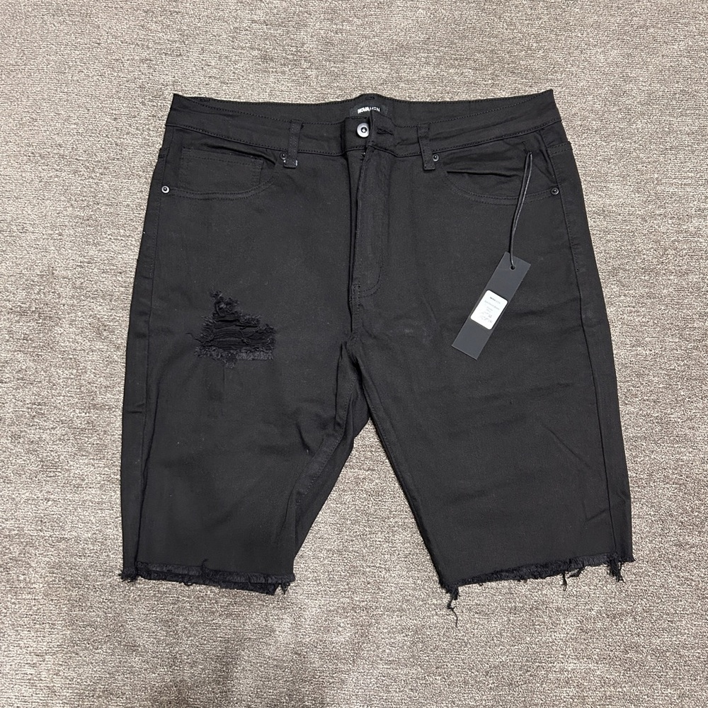 Fashion Nova Black Distressed Jean Shorts